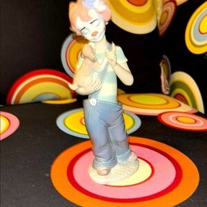 Lladro Utopia Porcelain Clown boy Figurine with Dog